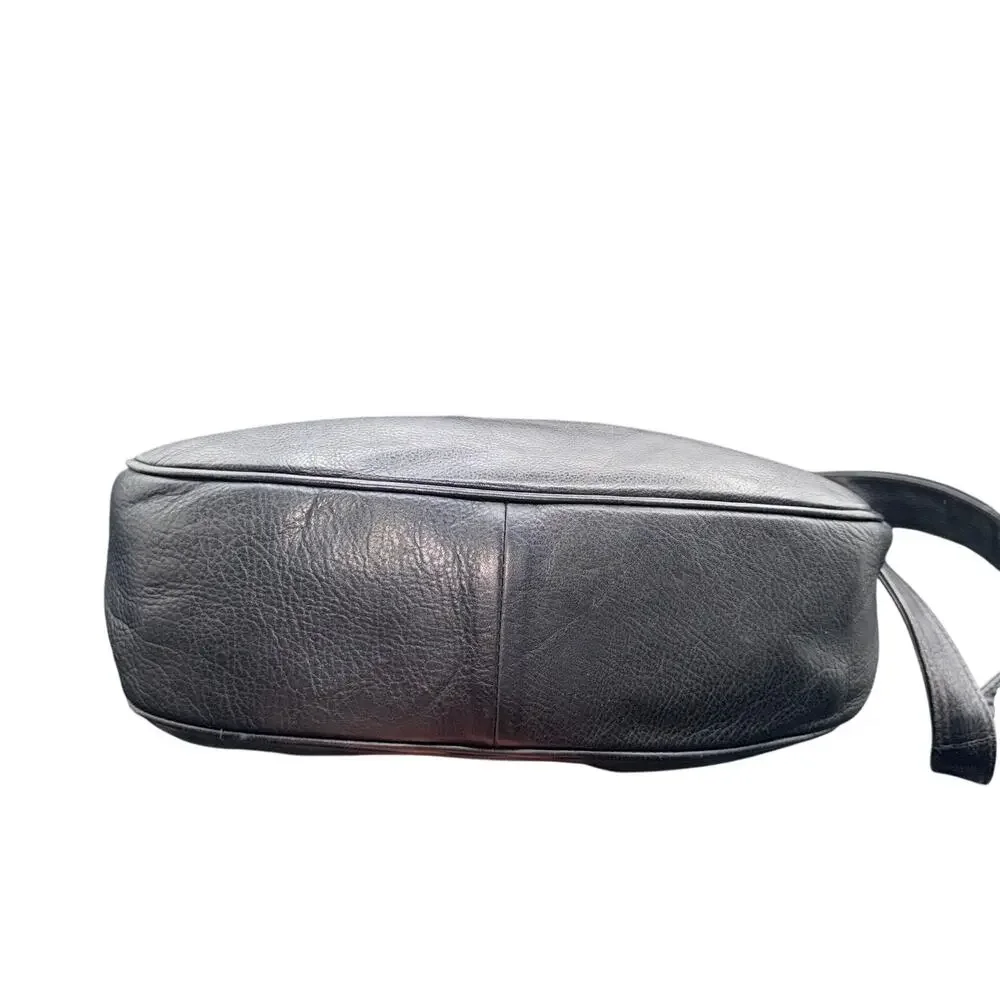 Brizzolari Black Leather Hobo Shoulder Bag Made In Italy Slouchy Purse